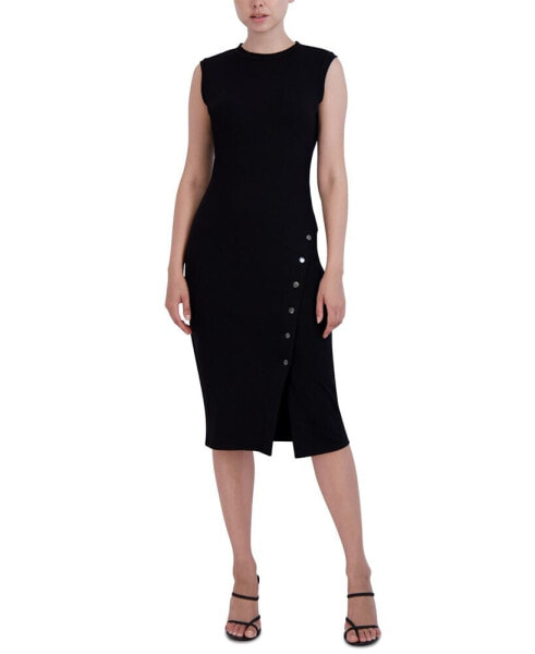 Women's Button-Front Knit Midi Dress