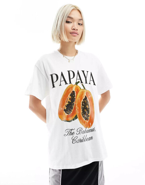 ASOS DESIGN oversized t-shirt with papaya fruit graphic in white