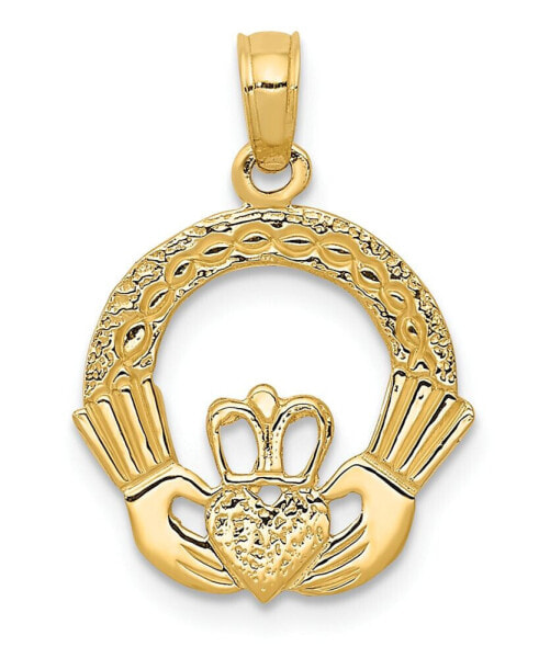 Claddagh Charm Pendant in 14K Yellow Gold