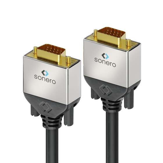 Sonero S-VC000-100 - 10 m - VGA (D-Sub) - VGA (D-Sub) - Male - Male - Black - Grey