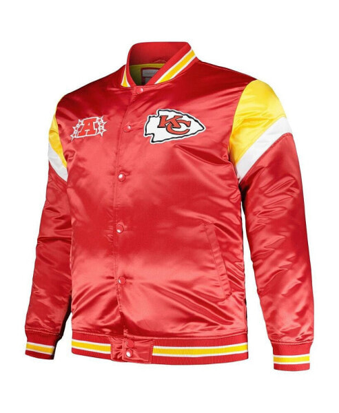 Men's Red Distressed Kansas City Chiefs Big and Tall Satin Full-Snap Jacket