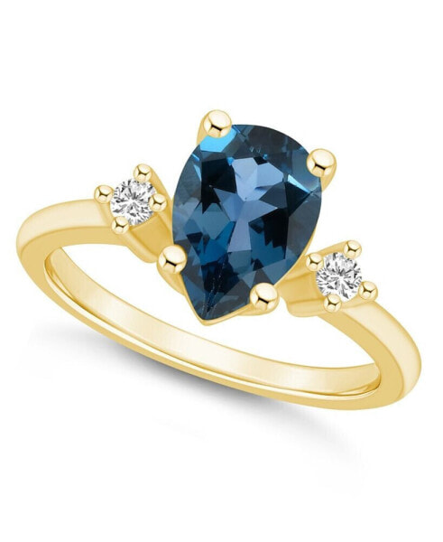 London Blue Topaz and Diamond Ring (2-1/2 ct.t.w and 1/10 ct.t.w) 14K Yellow Gold