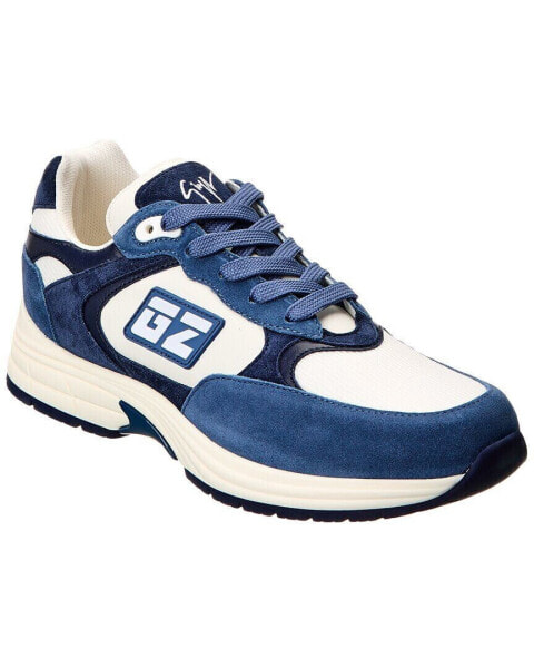 Giuseppe Zanotti Gz Runner Leather & Suede Sneaker Men's Blue 44