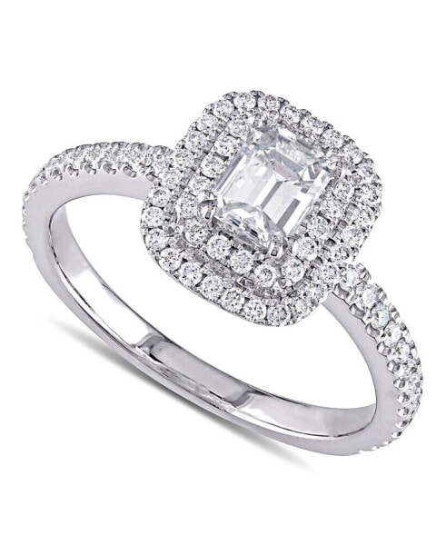 Кольцо Macy's Emerald-Cut Double Halo Engagement