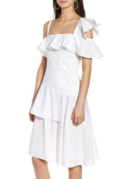 KENDALL + KYLIE 153202 Women's Ruffle One-Shoulder Dress White Sz. Large