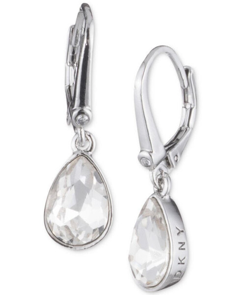 Crystal Logo Teardrop Drop Earrings