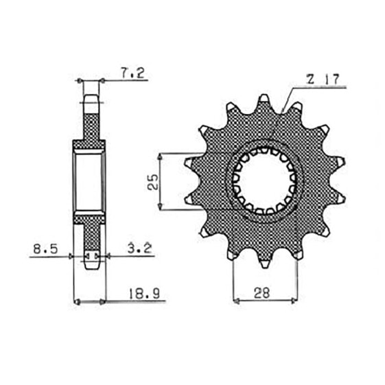 Звёзды для велосипеда SUNSTAR SPROCKETS Powerdrive 525 Pitch 42215 из стали