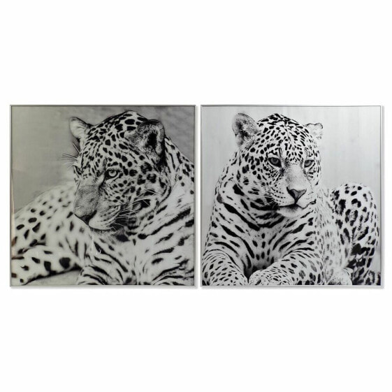 Картина DKD Home Decor 100 x 2,5 x 100 cm Леопардовый Колониальный (2 штук)