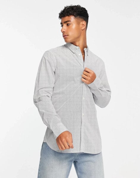 French Connection geo print shirt in white & navy