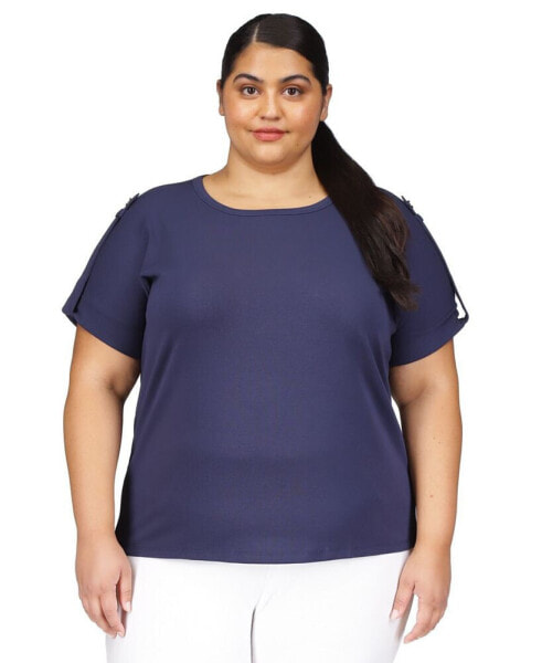 Plus Size Snap Epaulette Tee