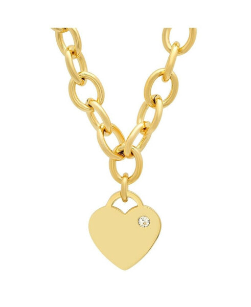 Ladies Stainless Steel 18K Gold Plated Heart Charm Necklace