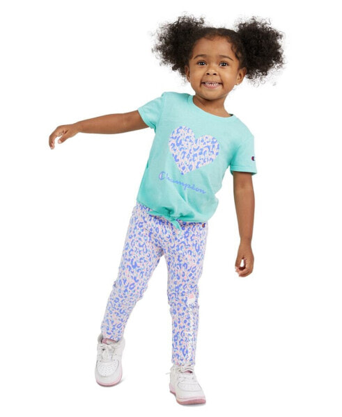 Toddler & Little Girls Logo Graphic T-Shirt & Printed Leggings, 2 Piece Set