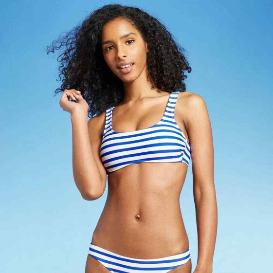 Juniors' Bralette Bikini Top - Xhilaration Blue Stripe M 4-6