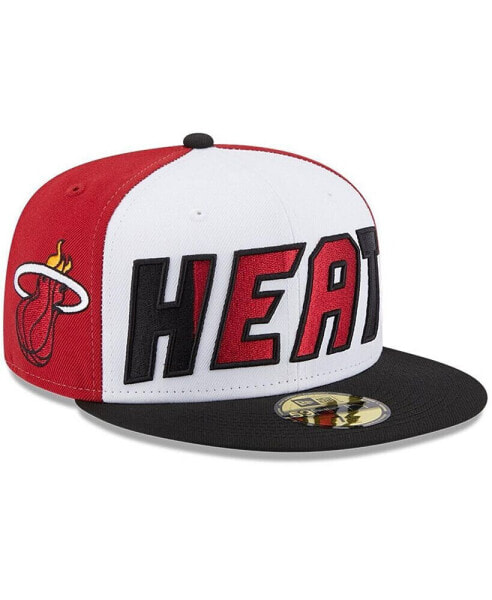 Men's White and Black Miami Heat Back Half 9FIFTY Fitted Hat