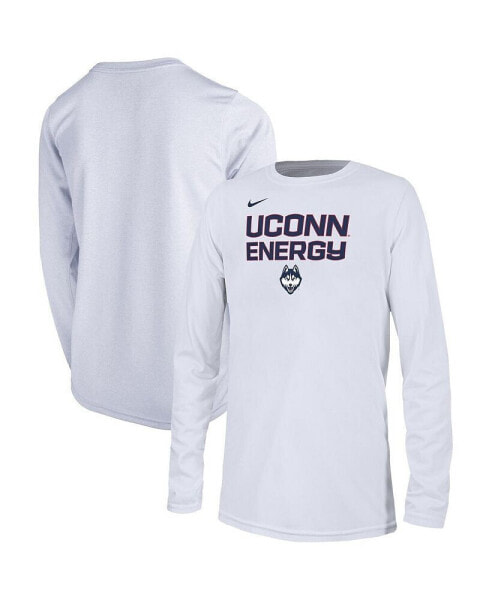 Big Boys White UConn Huskies 2024 On-Court Bench Energy T-shirt