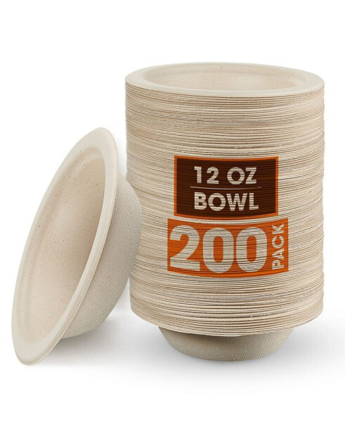 12 oz Paper Bowls, 200 Pack