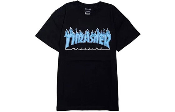 Thrasher Flame Tee 冰蓝火焰短袖T恤 日版 男女同款 黑色 / Футболка Thrasher Flame Tee T TH0218-GT13BLK