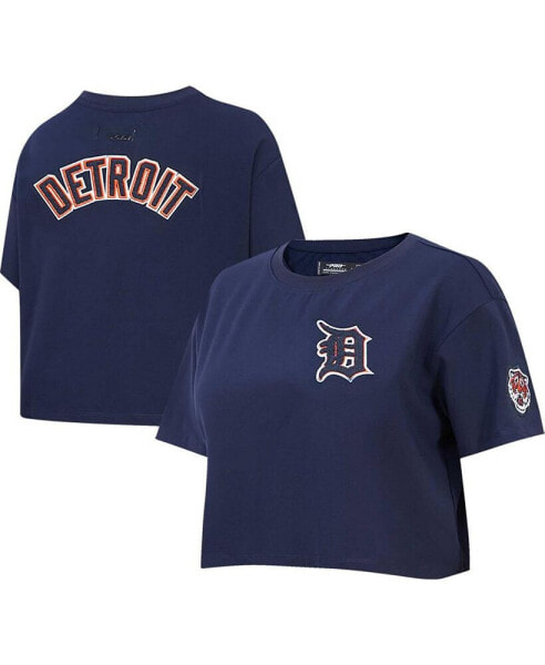 Women's Navy Detroit Tigers Classic Team Boxy Cropped T-shirt