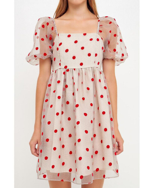 Women's Polka Dot Gingham Organza Dress