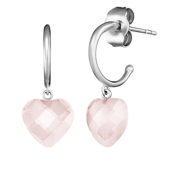 Gentle silver earrings with rose ERE-HEART-RQ-CR