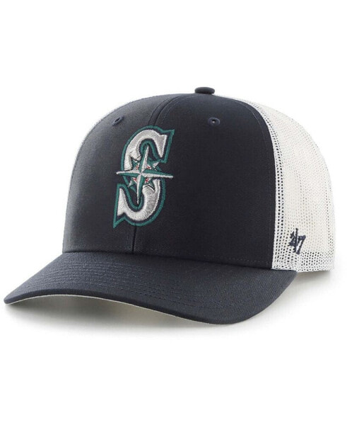 Men's Navy, White Seattle Mariners Primary Logo Trucker Snapback Hat