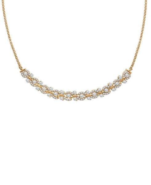 Diamond Swirl Curved Bar Statement Necklace (1 ct. t.w.) in 14k Gold, 15-1/4" + 2" extender, Created for Macy's