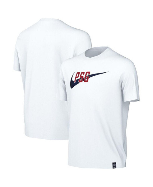 Big Boys and Girls White Paris Saint-Germain Swoosh T-shirt