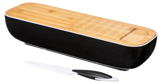 Хлебница Baguette Box 5five Simply Smart mit Box+Messer, 40 x 12 см, черная