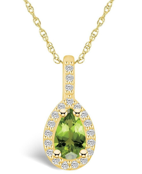 Peridot (1 Ct. T.W.) and Diamond (1/5 Ct. T.W.) Halo Pendant Necklace in 14K Yellow Gold