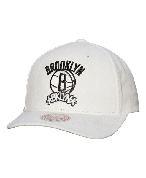 Men's White Brooklyn Nets Hardwood Classics All In Retro Snapback Hat