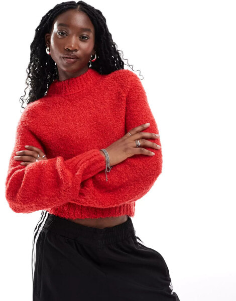 Glamorous chunky boxy crop knit jumper in red