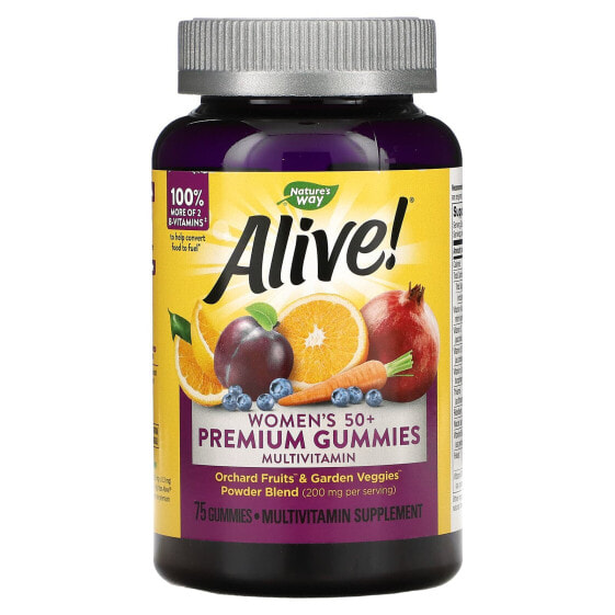 Alive! Women's 50+ Premium Gummy Multivitamin, Cherry & Grape, 75 Gummies