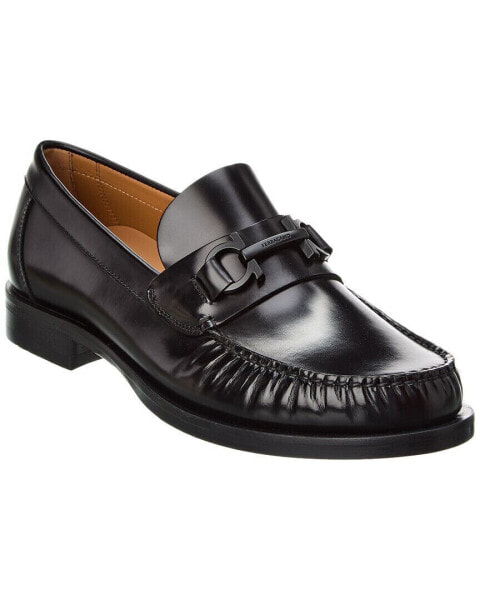 Ferragamo Leather Loafer Men's Black 9 Eee