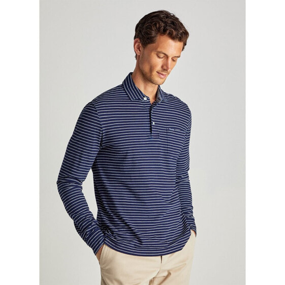 FAÇONNABLE Stripe Pkt long sleeve polo