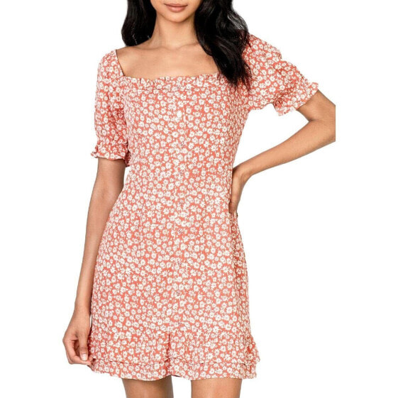 Lost + Wander 297508 Women's Madison Mini Dress, Coral, Floral, Orange, M