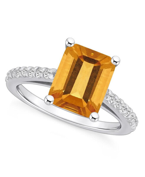 Citrine (3-1/7 ct. t.w.) and Diamond (1/4 ct. t.w.) Ring in 14K White Gold