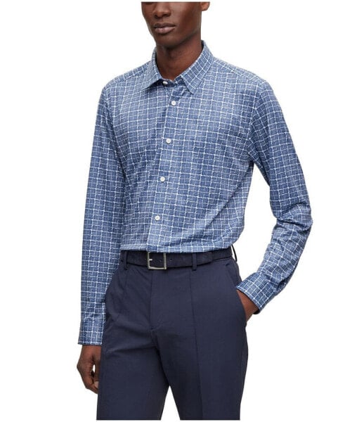 Men's Printed Performance-Stretch Slim-Fit Dress Shirt