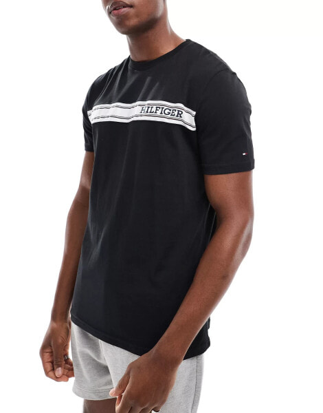 Tommy Hilfiger monotype stripe lounge t shirt in black