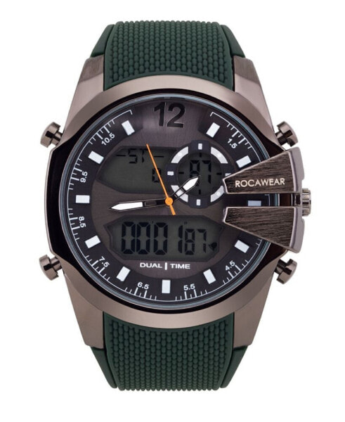 Часы и аксессуары Rocawear Мужские аналогово-цифровые силиконовые часы зеленого цвета 51 мм