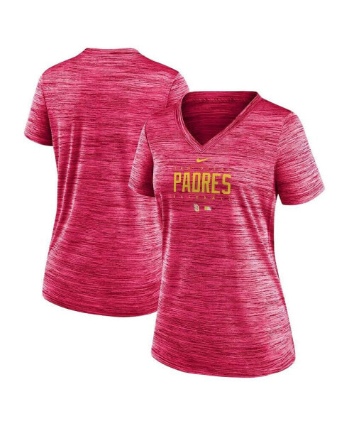 Women's Pink San Diego Padres City Connect Velocity Practice Performance V-Neck T-shirt