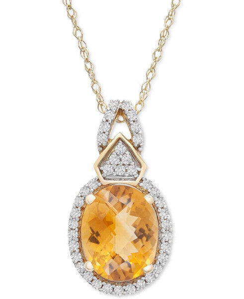 Citrine (2-1/3 ct. t.w.) & Diamond (1/5 ct. t.w.) 18" Pendant Necklace in 14k Gold