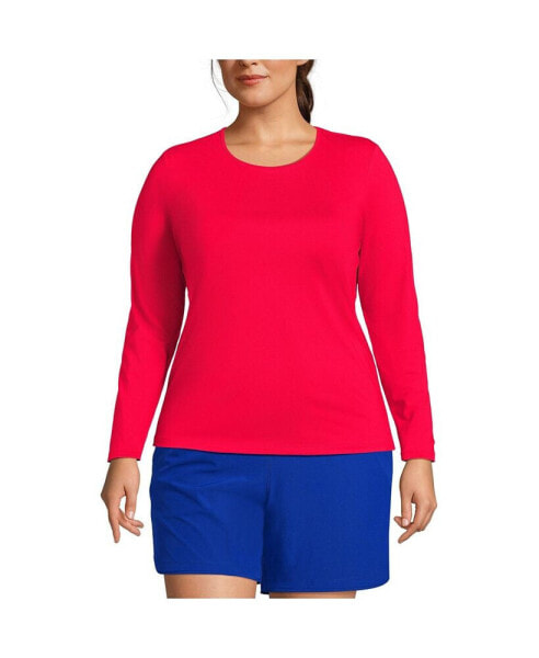 Plus Size Crew Neck Long Sleeve Rash Guard UPF 50 Swim Tee