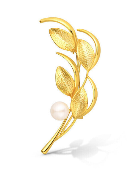 Decent Gold Plated 2in1 Genuine Pearl Brooch JL0843