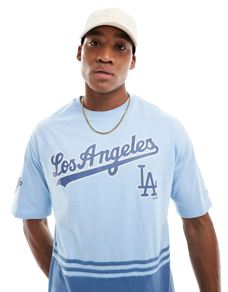 New Era Los Angeles colour block t-shirt in blue