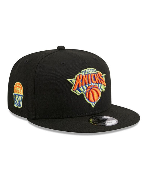 Men's Black New York Knicks Neon Pop 9FIFTY Snapback Hat