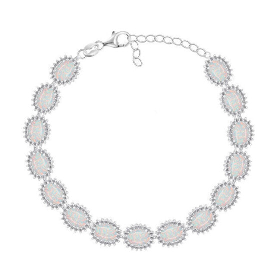 Beautiful silver bracelet with synthetic opals BRC127W