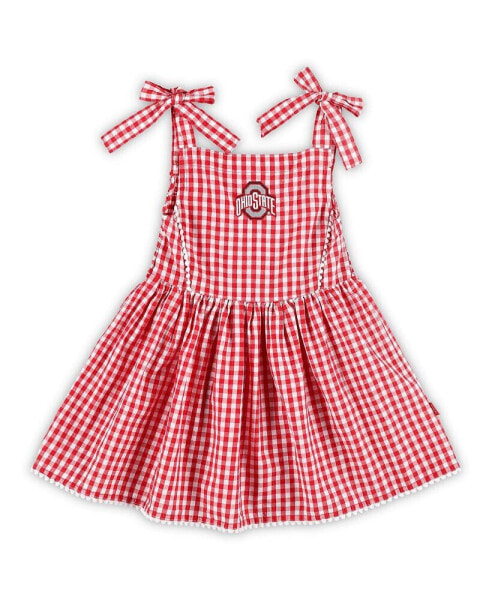 Платье для малышей Garb девичье безрукавное Ohio State Buckeyes Teagan Gingham