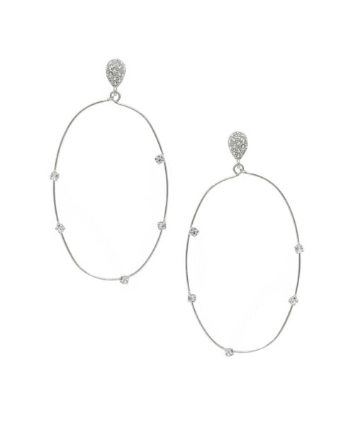 Delicate Crystal Large Oval Hoop Women's Earrings