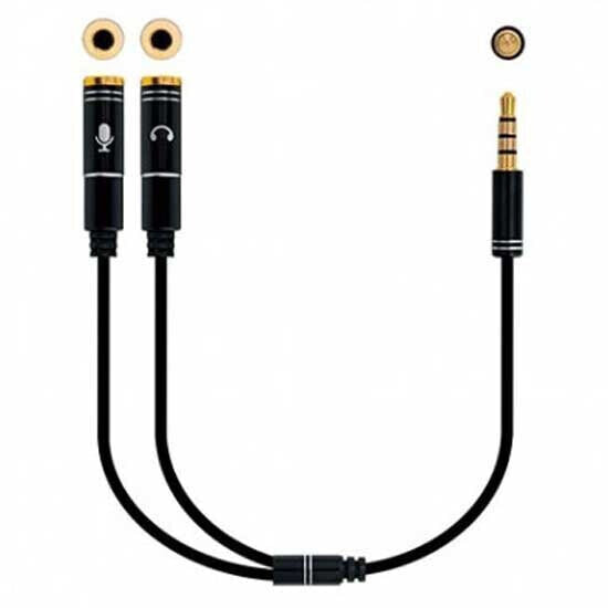 NANOCABLE Audio Adapter Jack 3.5 Male 4 Pins To 2xJack 3.5 Male 3.5/H 3 Pins cable 30 cm