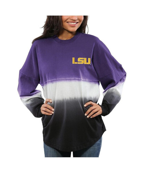 Women's Purple LSU Tigers Ombre Long Sleeve Dip-Dyed T-shirt